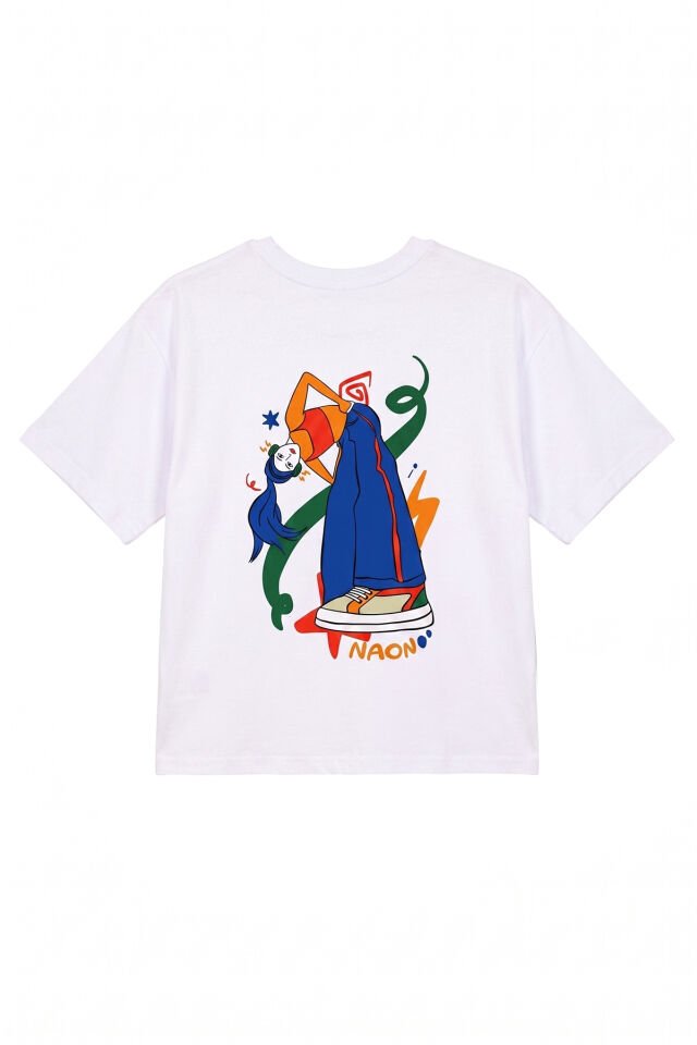 Naon Sportswear Baskılı T-Shirt - Beyaz