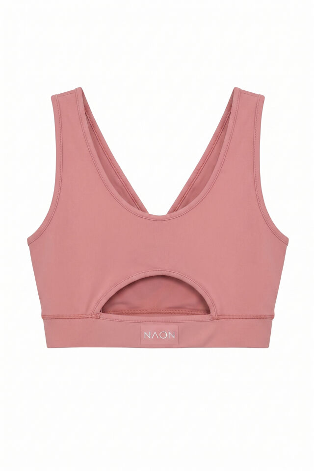 Naon Push Up Spor Sütyeni - Siyah M - Pudra Pembe